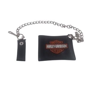 Harley-Davidson Men's Embroidered Biker Wallet Black With Chain